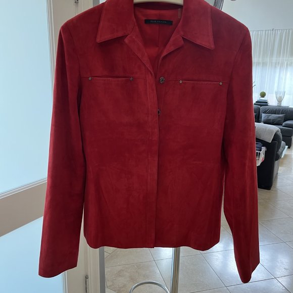 Elle Tahari Red Suede Jacket - Picture 11 of 12